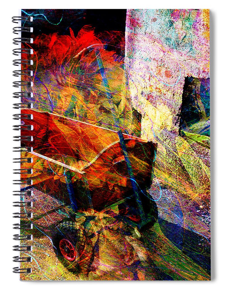 Wagon Spiral Notebook featuring the digital art Red Wagon by Barbara Berney