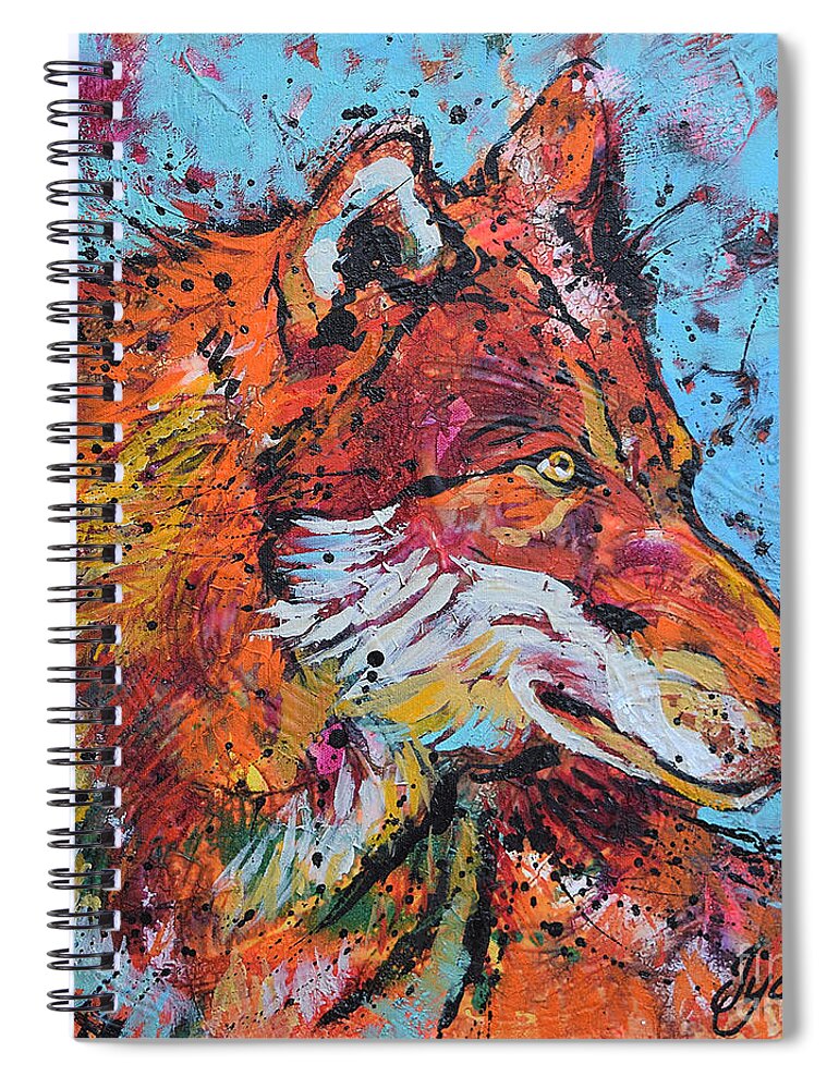 Red Wolves Spiral Notebook featuring the painting Red Wolf by Jyotika Shroff