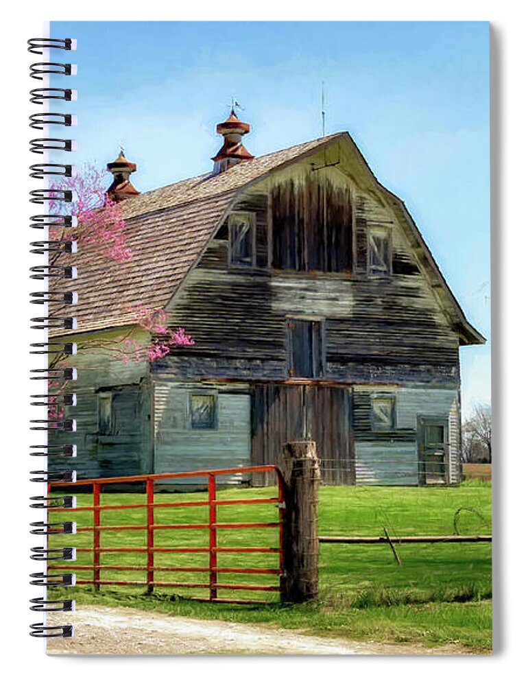 Barn Spiral Notebook featuring the photograph Redbud and Barn by James Barber