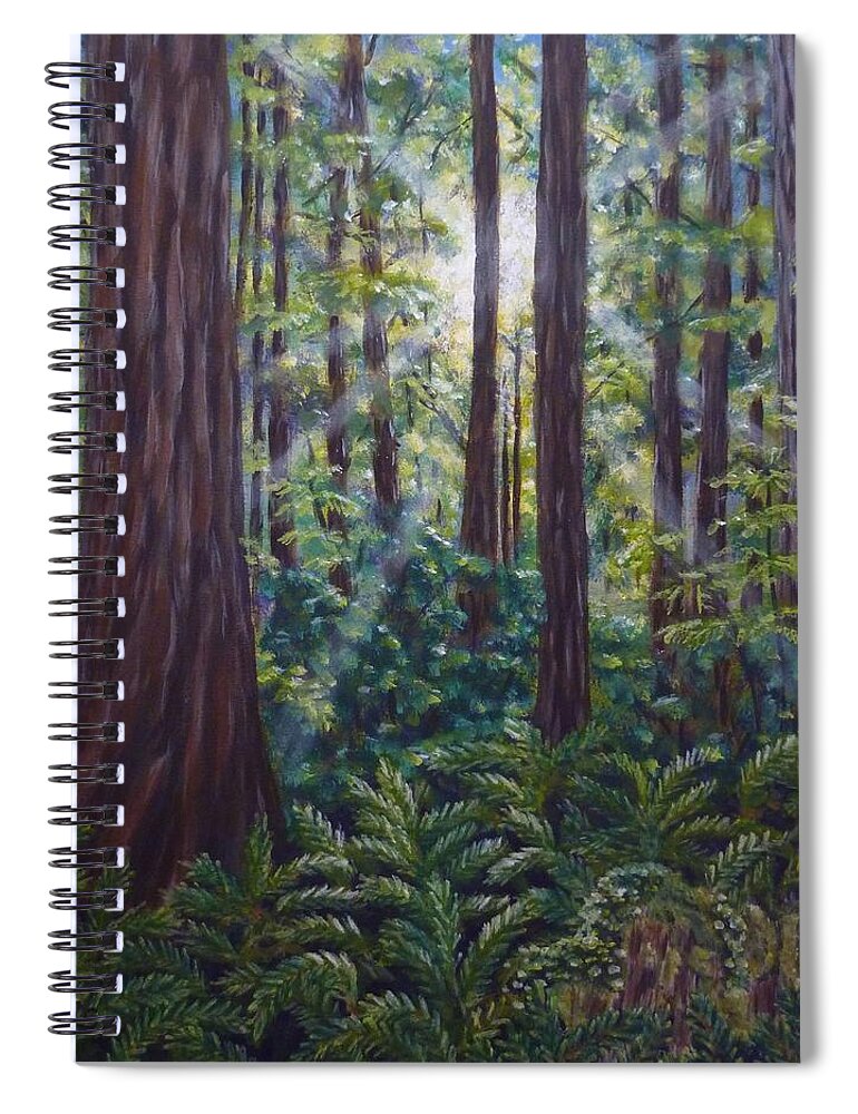 Redwoods Spiral Notebook featuring the painting Redwoods by Amelie Simmons