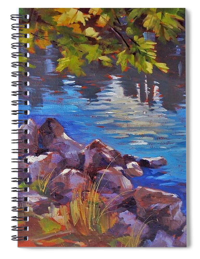 Sunlight Spiral Notebook featuring the painting Reflected Sunrise by K M Pawelec