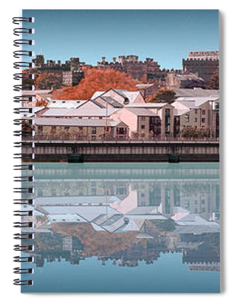 Lancaster Spiral Notebook featuring the digital art Reflection River Lune - Deep Blue by Joe Tamassy
