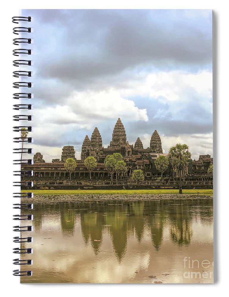 Angkor Wat Spiral Notebook featuring the photograph Reflections Angkor Wat Panorama by Chuck Kuhn