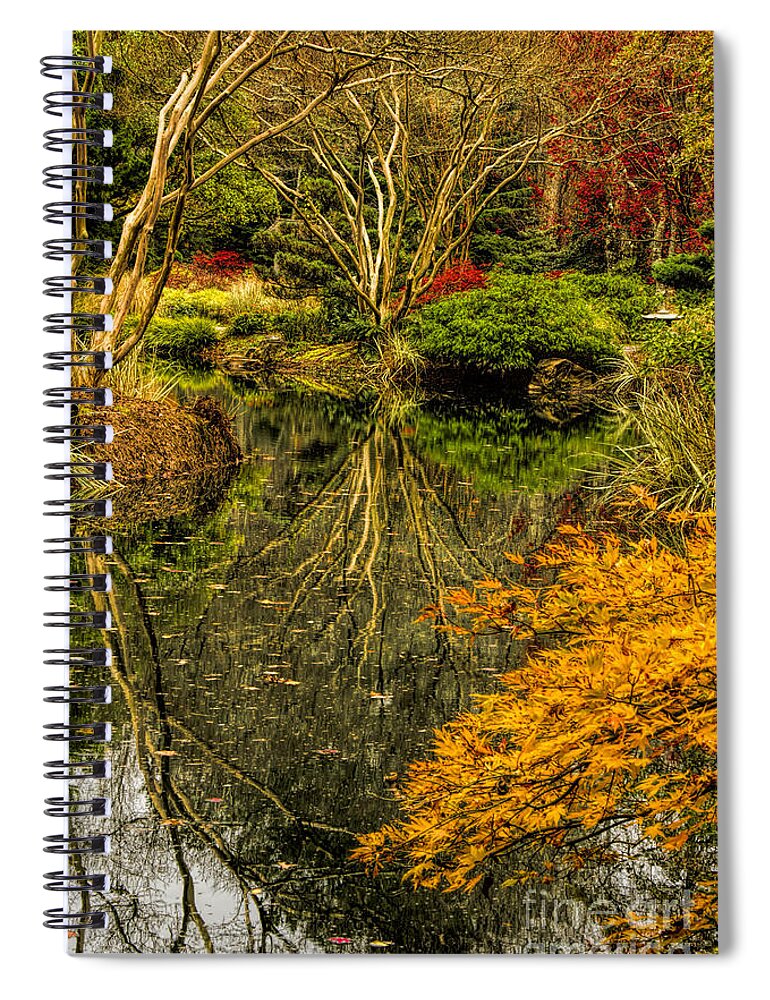 Japanese Garden Spiral Notebook featuring the photograph Reflections at Japanese Gardens by Barbara Bowen