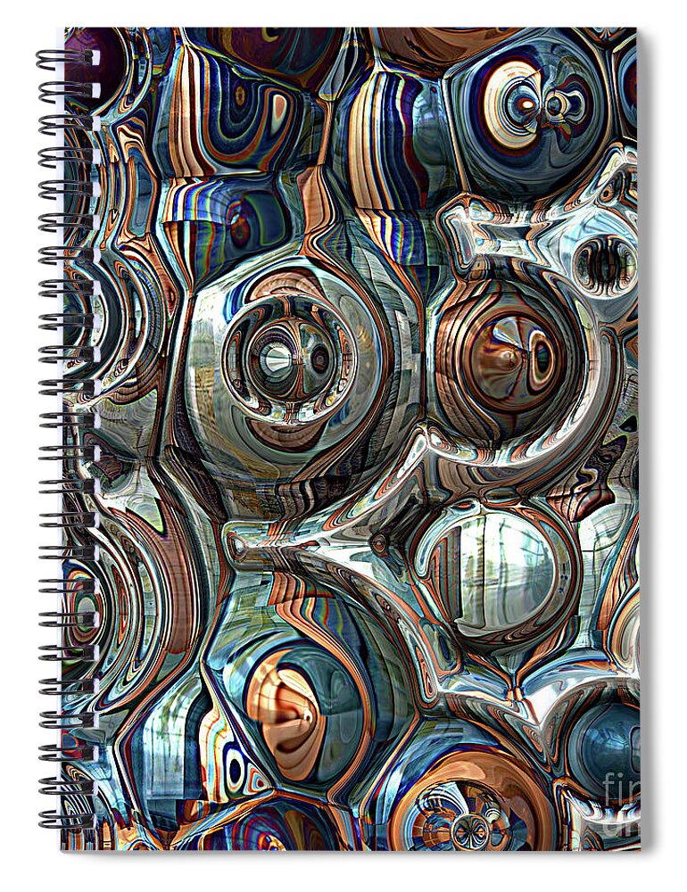 Reflection Spiral Notebook featuring the digital art Reflections of Blue And Copper by Phil Perkins