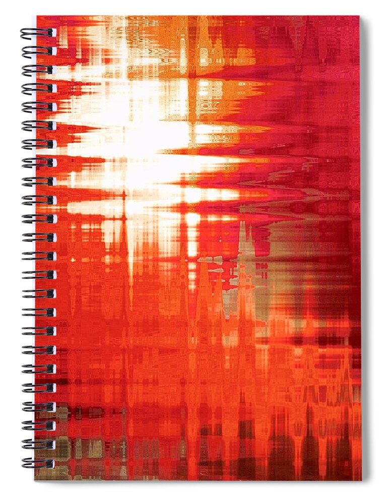 Beach Spiral Notebook featuring the mixed media Reflections Sunset by Sharon Williams Eng