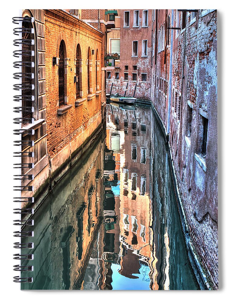 Tom Prendergast Spiral Notebook featuring the photograph Reflections Venice Italy by Tom Prendergast