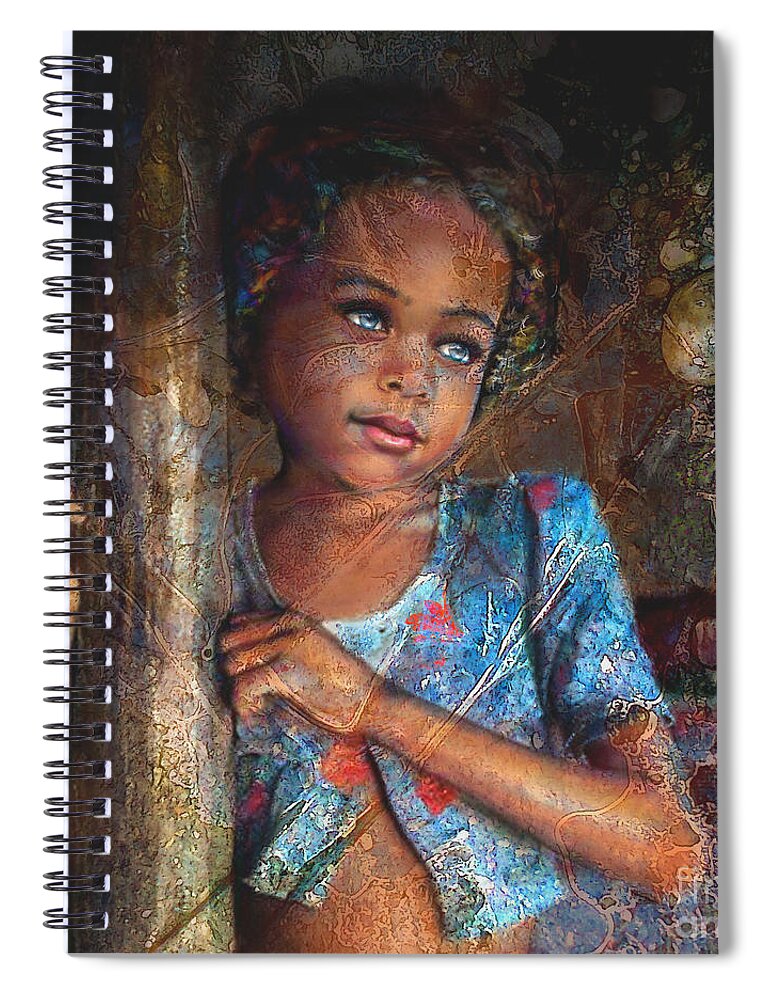 Little Spiral Notebook featuring the painting Refugee by Angie Braun