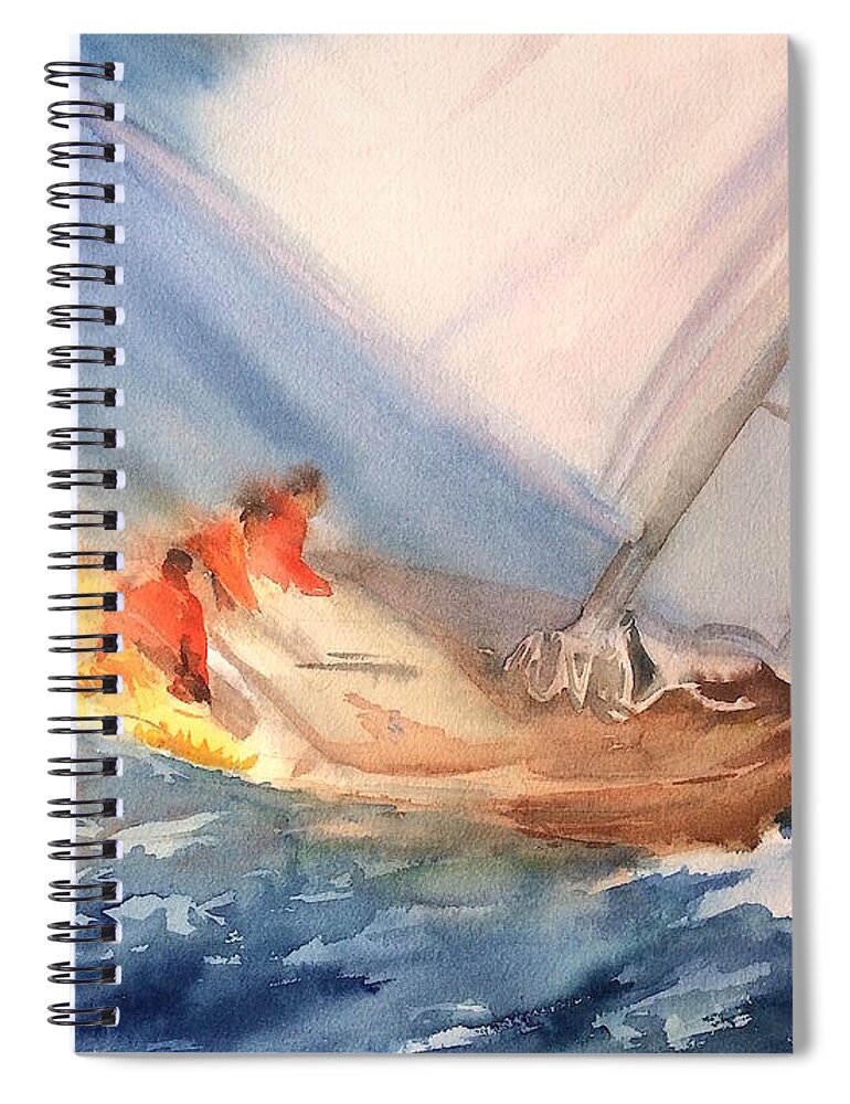 Regate Spiral Notebook featuring the painting Regate Marine by Francoise Chauray