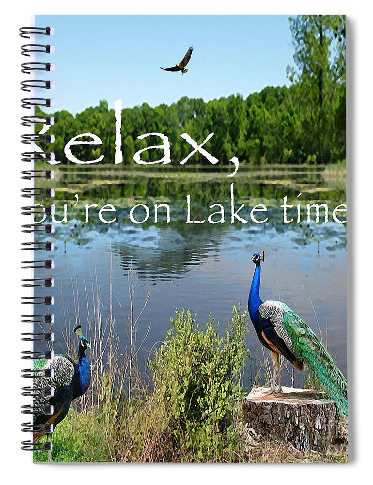 Lake Shore Spiral Notebook featuring the painting Relax Lake Time-JP2737 by Jean Plout