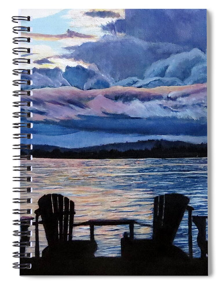 Lawn Chairs Spiral Notebook featuring the painting Relax by Marilyn McNish