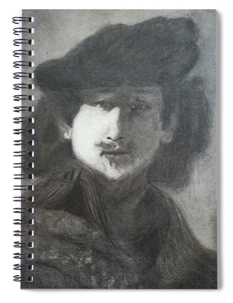 Rembrant Spiral Notebook featuring the drawing Rembrandt by Amelie Simmons