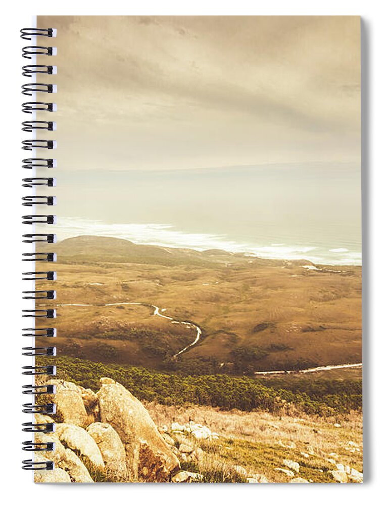 Vintage Spiral Notebook featuring the photograph Remote roads and foggy coastlines by Jorgo Photography