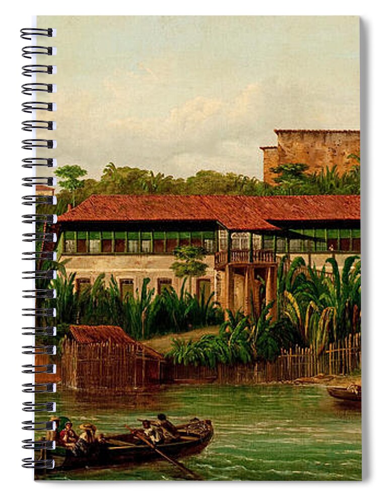 Joseph Leon Righini Spiral Notebook featuring the painting Residence on the Banks of the Anil River by Joseph Leon Righini
