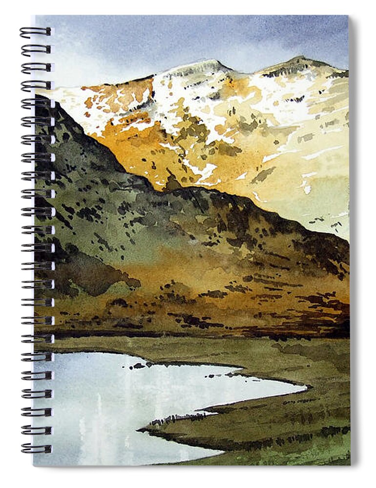 Watercolour Landscape Of Scottish Mountains Spiral Notebook featuring the painting Rest and be thankful pass by Paul Dene Marlor