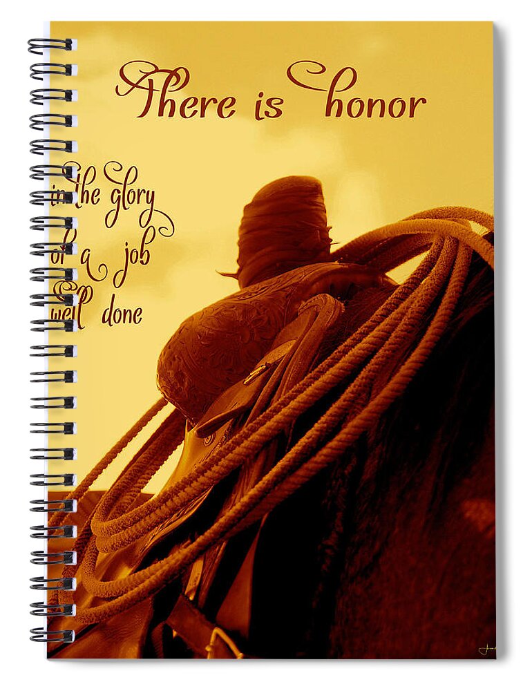Saddle Spiral Notebook featuring the photograph Rested Western Saddle by Amanda Smith