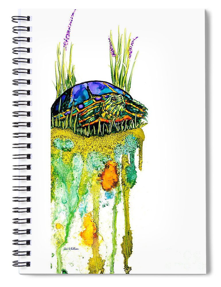 Turtle Spiral Notebook featuring the painting Resting a Bit by Jan Killian