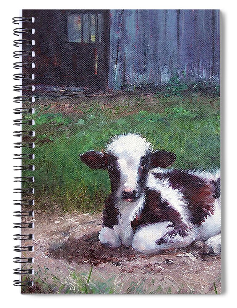 Calf Spiral Notebook featuring the painting Resting Calf by Marie Witte