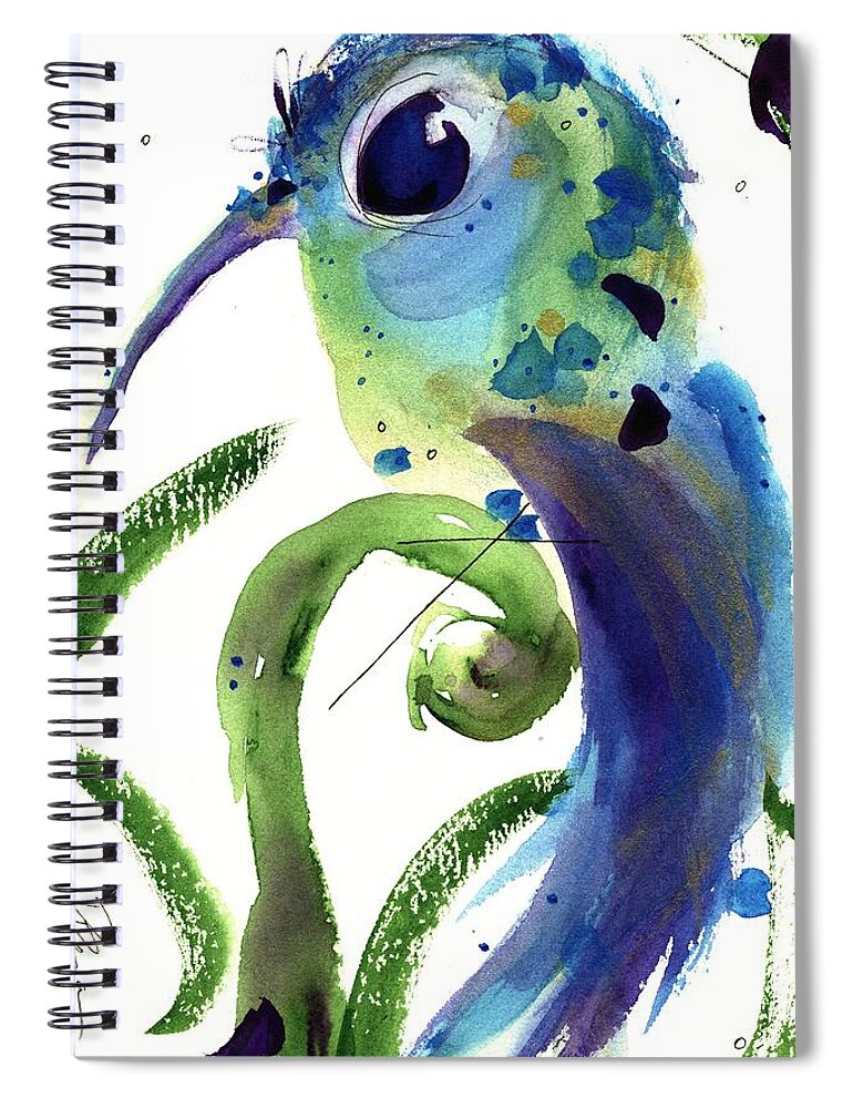 Hummingbird Spiral Notebook featuring the painting Resting Joy by Dawn Derman