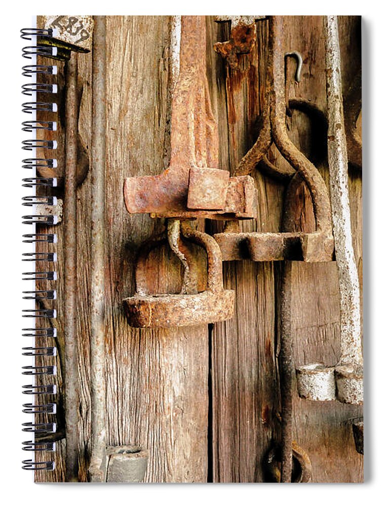 Retired Relics From Rural Australia Series By Lexa Harpell Spiral Notebook featuring the photograph Retired Branding Irons 3 by Lexa Harpell