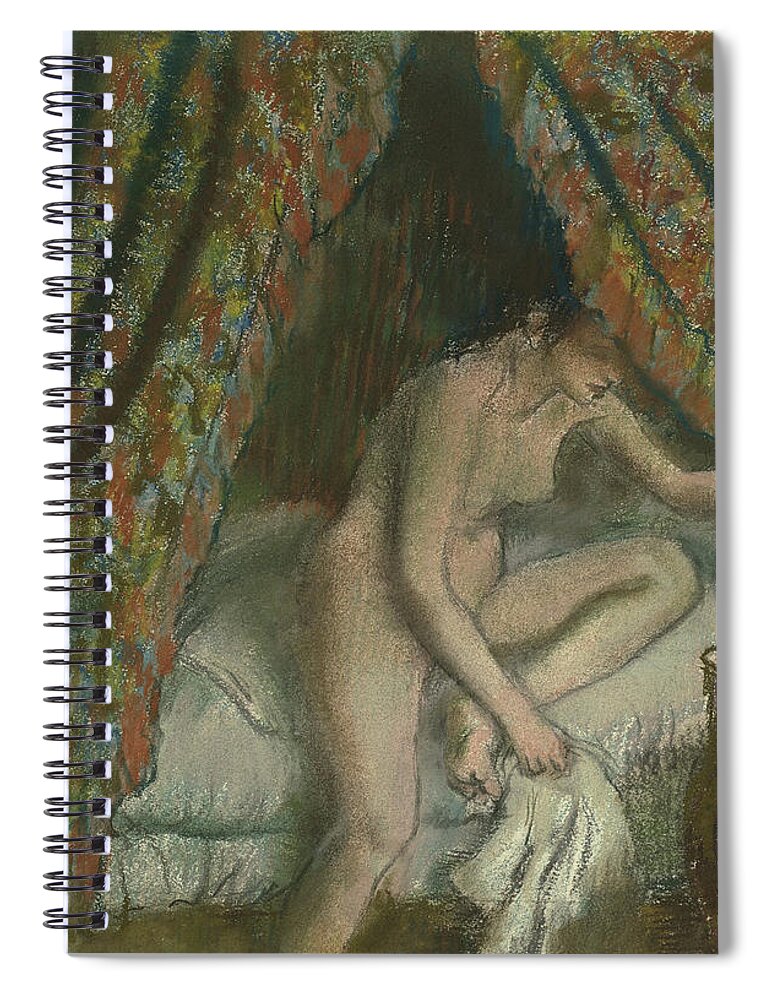 Retiring Spiral Notebook featuring the pastel Retiring by Edgar Degas