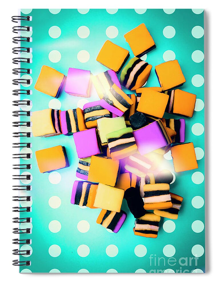 Multicolored Spiral Notebook featuring the photograph Retro candy shop fine art by Jorgo Photography