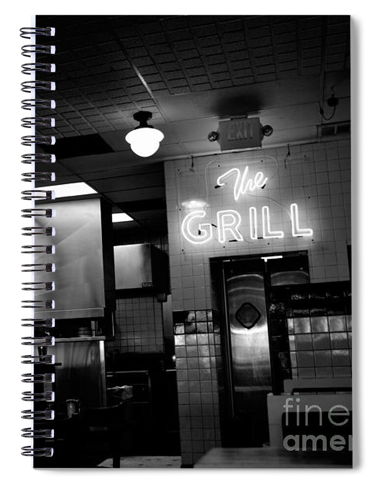 Adrian-deleon Spiral Notebook featuring the photograph Retro Diner In Athens, Georgia -Black and White by Adrian De Leon Art and Photography