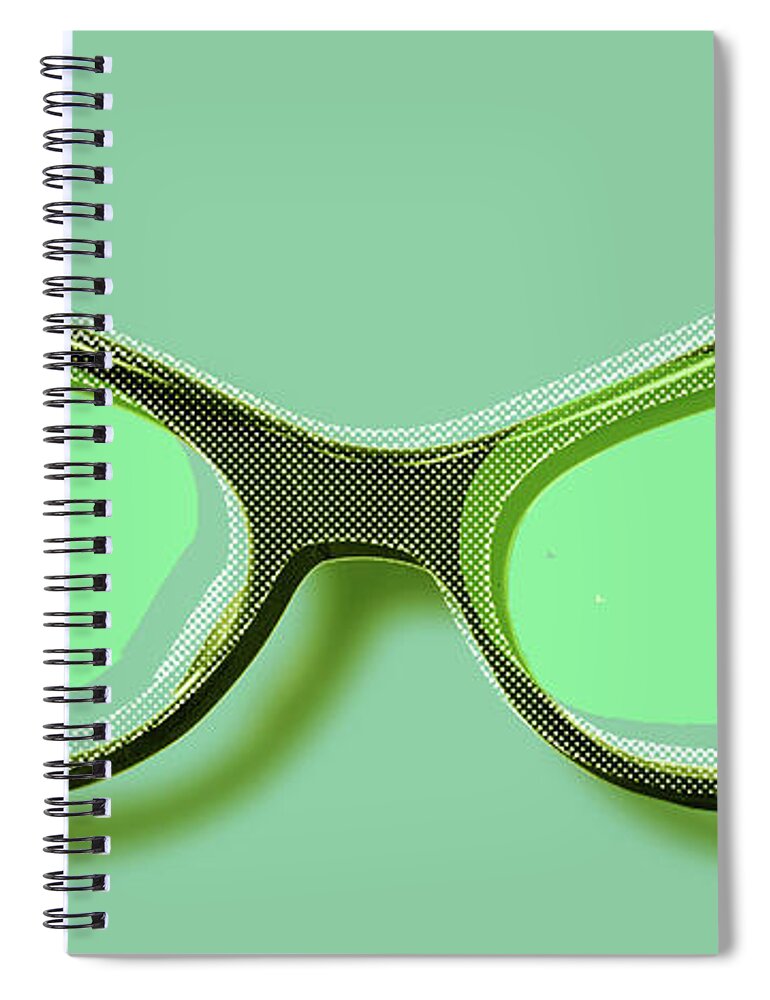 Glasses Spiral Notebook featuring the painting Retro Glasses Funky Pop Mint Green by Tony Rubino