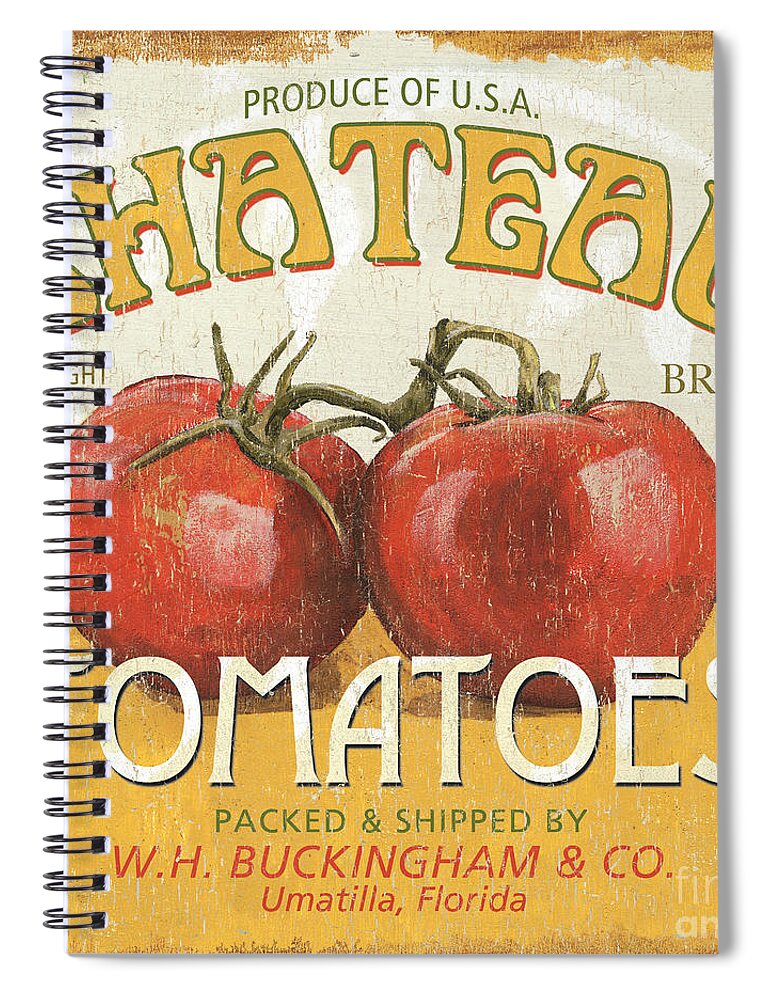 Food Spiral Notebook featuring the painting Retro Veggie Labels 4 by Debbie DeWitt