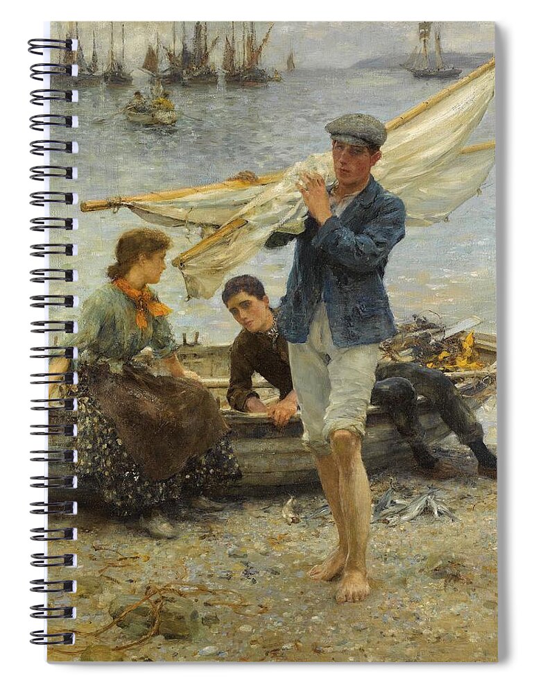 Return From Fishing Spiral Notebook featuring the painting Return from Fishing by Henry Scott Tuke