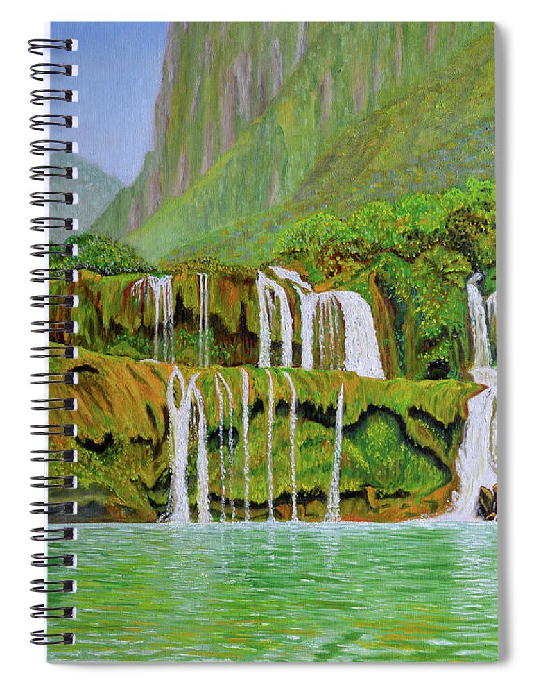 Tropical Paradise Spiral Notebook featuring the painting Returned to Paradise by Thu Nguyen