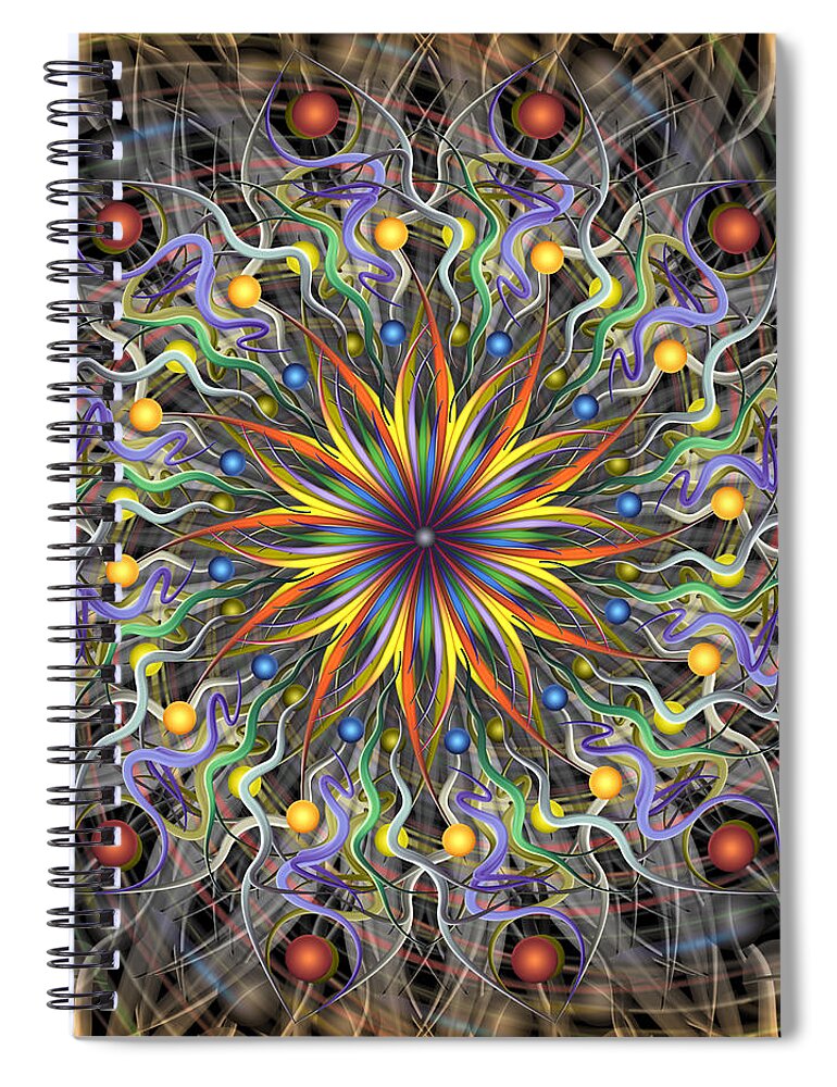 Pinwheel Mandalas Spiral Notebook featuring the digital art Reverse Cosmosis by Becky Titus