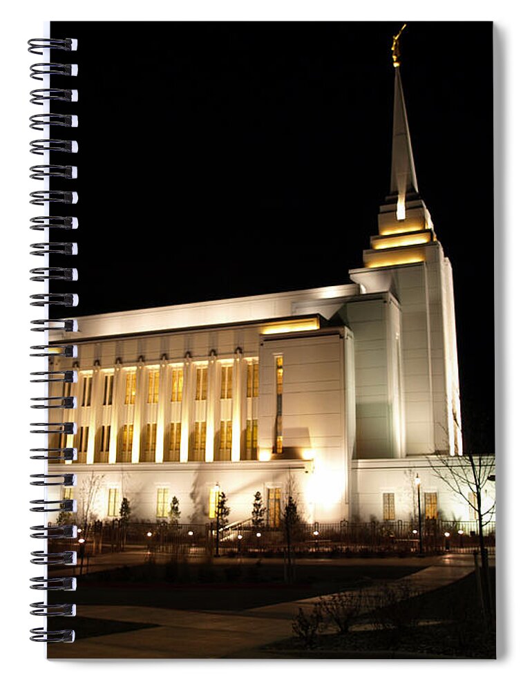 Lds Spiral Notebook featuring the photograph Rexburg Peace In The Night by DeeLon Merritt