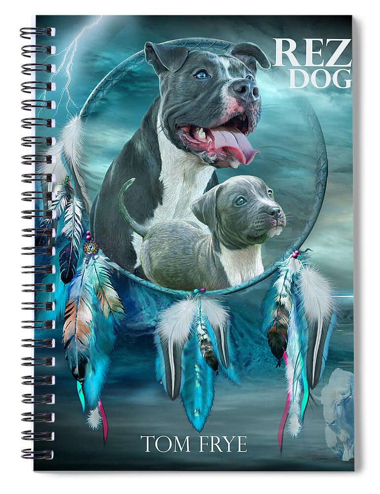 Rez Dog Cover Art Spiral Notebook featuring the mixed media Rez Dog Cover Art by Carol Cavalaris