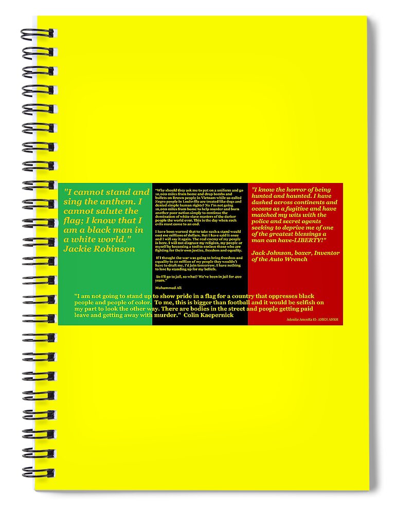 Colin Kaepernick Rbg Spiral Notebook featuring the digital art Colin Kaepernick RBG by Adenike AmenRa