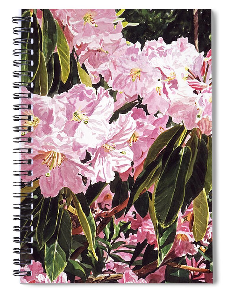 Flowers Spiral Notebook featuring the painting Rhodo Grove by David Lloyd Glover