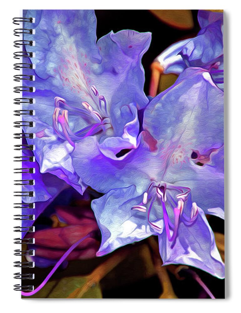 Flowing Spiral Notebook featuring the mixed media Rhododendron Glory 6 by Lynda Lehmann