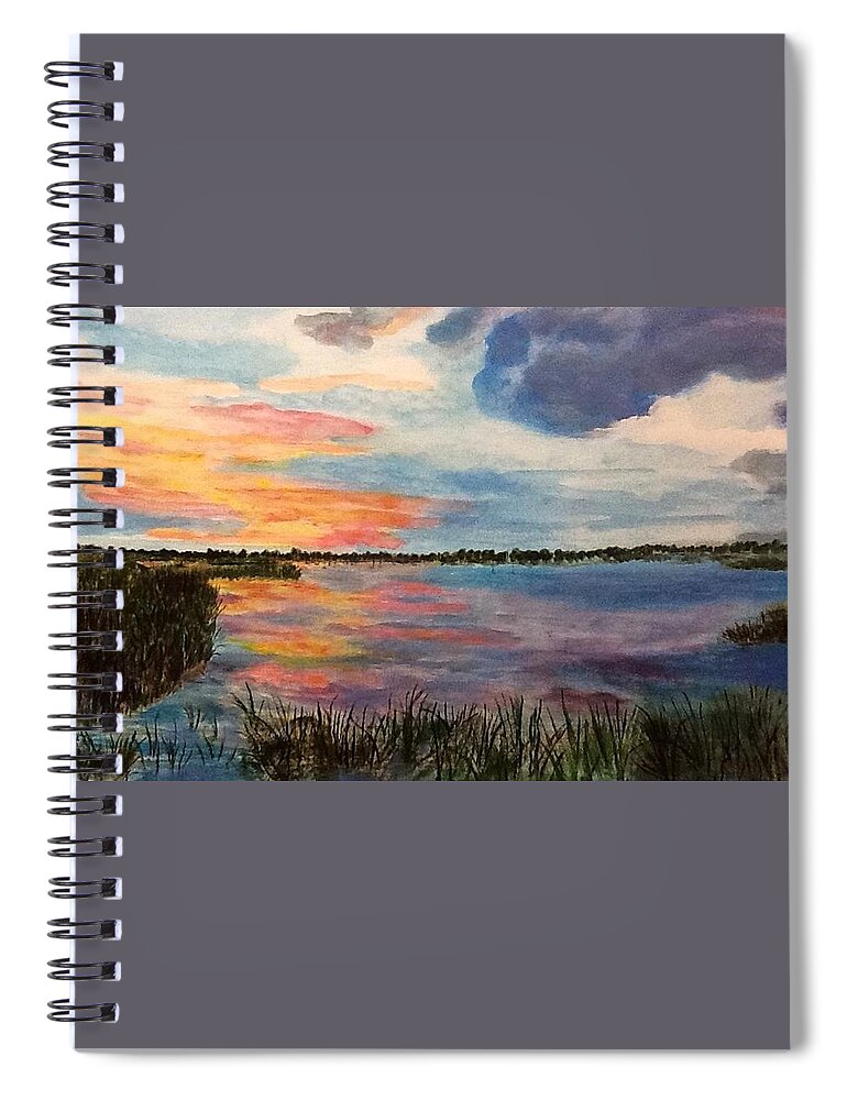 Viera Florida Wetlands Sunsetater Spiral Notebook featuring the painting Ritch Grissom Wetlands Viera by Anne Sands