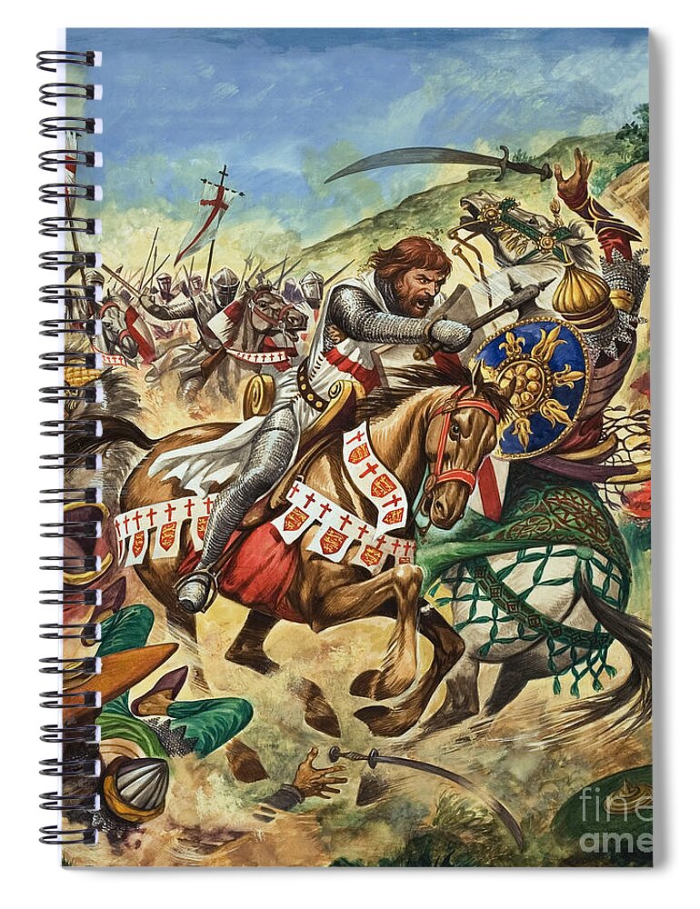 Richard Spiral Notebook featuring the painting Richard the Lionheart during the Crusades by Peter Jackson