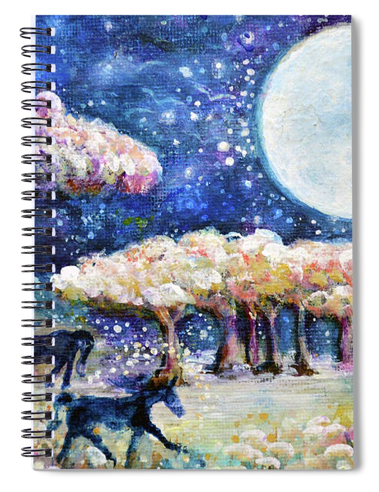 Moonlight Spiral Notebook featuring the painting Ride Into The Moonlight with Me by Ashleigh Dyan Bayer