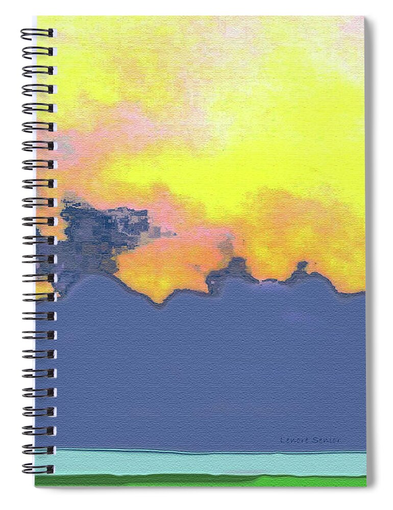Abstract Spiral Notebook featuring the mixed media Riding into the Sunset by Lenore Senior
