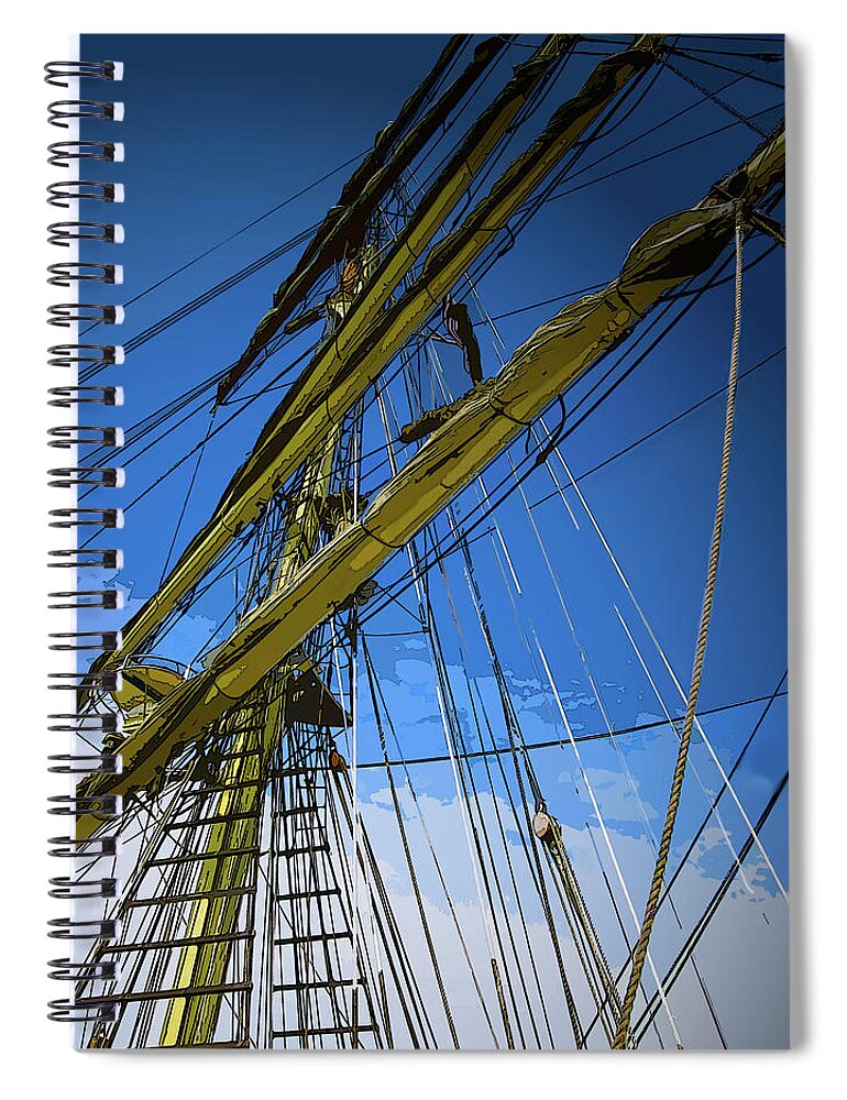 Tall Ships Spiral Notebook featuring the digital art Rigging by Gina Harrison
