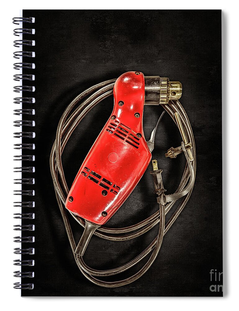 Antique Spiral Notebook featuring the photograph Right Angle Drill on Black by YoPedro