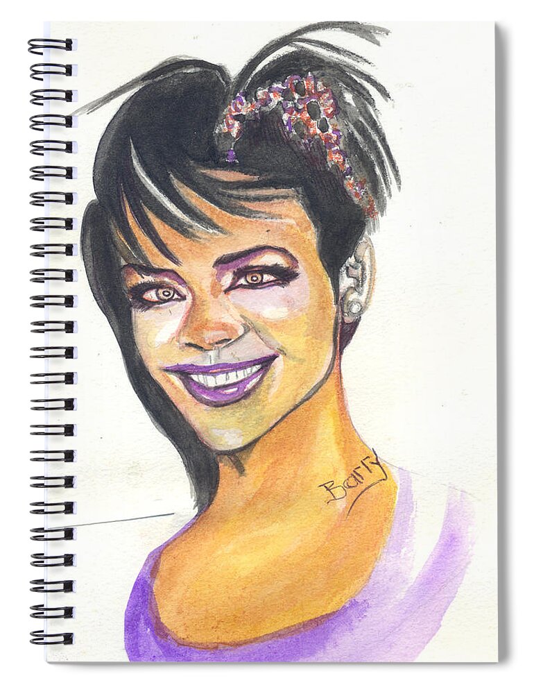 Music Spiral Notebook featuring the painting Rihanna by Emmanuel Baliyanga