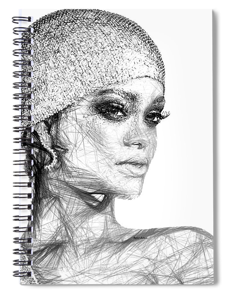 Rafael Salazar Spiral Notebook featuring the digital art Rihanna by Rafael Salazar