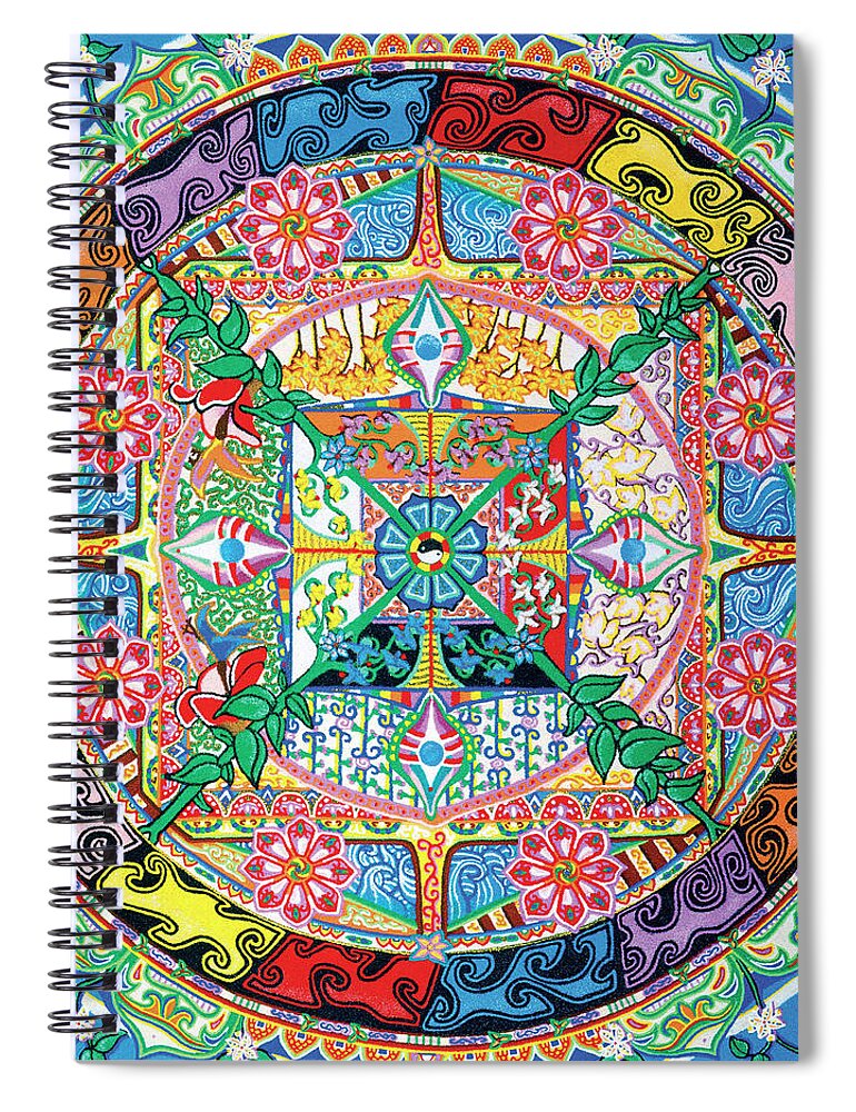 Review Journal Spiral Notebook featuring the mixed media Rinchen Ratna by Dar Freeland