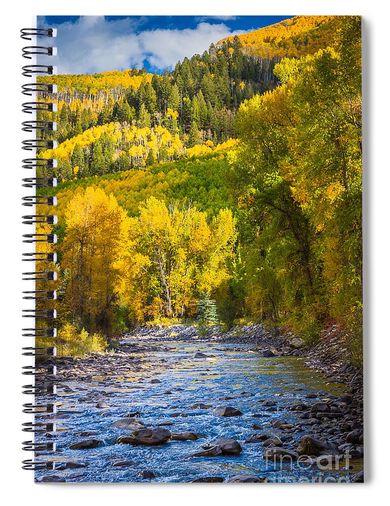 America Spiral Notebook featuring the photograph River and Aspens by Inge Johnsson