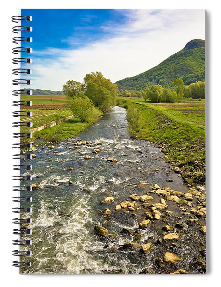 Zagorje Spiral Notebook featuring the photograph River Bednja in Zagorje valley by Brch Photography
