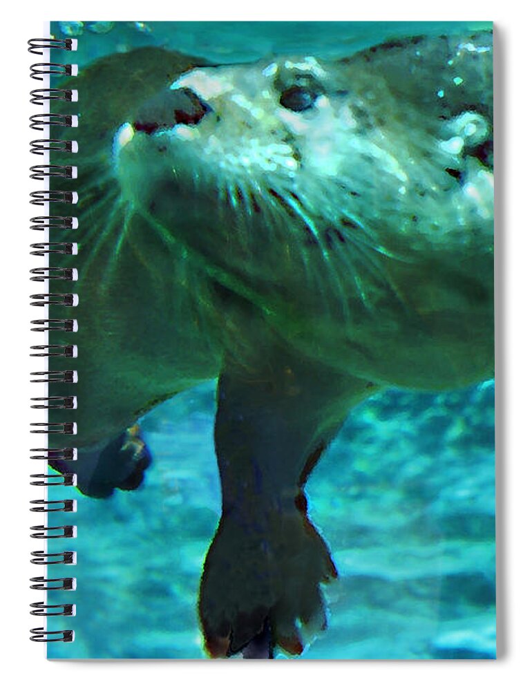Animal Spiral Notebook featuring the photograph River Otter by Steve Karol