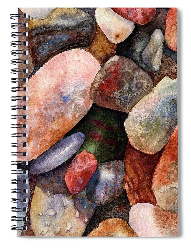 Rock Painting Spiral Notebook featuring the painting River Rocks by Anne Gifford